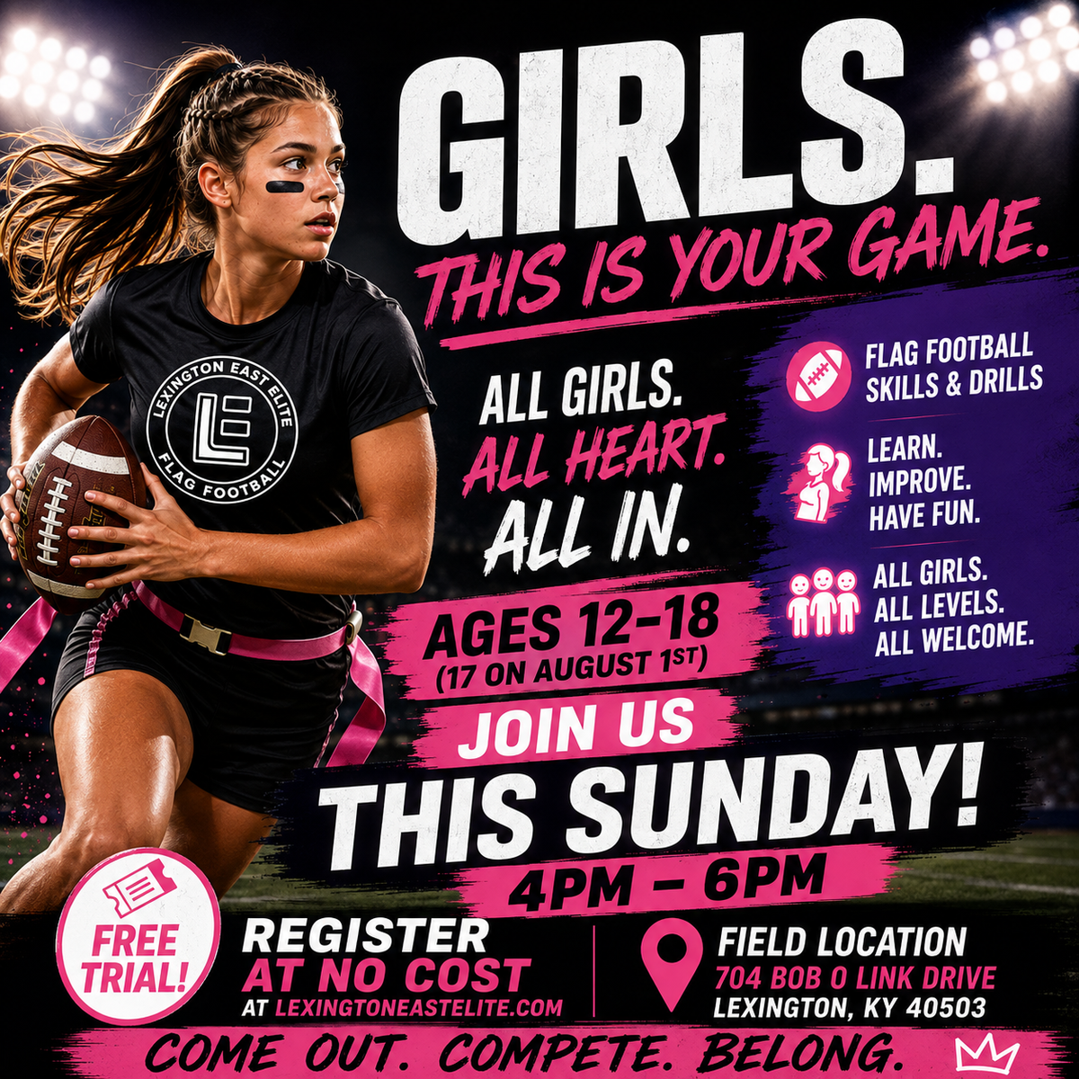 Girls Flag Football โ FREE Sunday Trial (4PM-6PM)